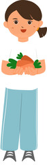 Student girl hold some carrots