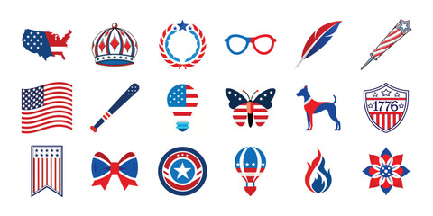 Obraz premium 4th of July, American Independence day graphic elements set