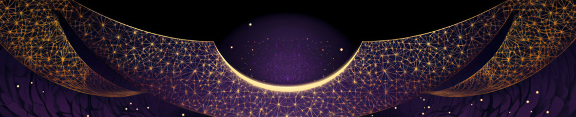 Obraz premium Abstract image featuring a curved geometric gold and purple design