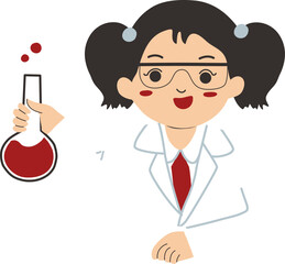 A cartoon scientist with 