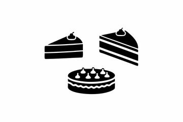 chocolate cake icon vector silhouette illustration isolated on white background