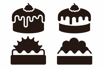 set of chocolate cake vector silhouette illustration isolated on white background
