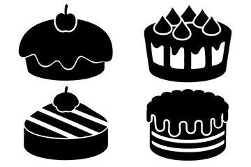 set of chocolate cake vector silhouette illustration isolated on white background