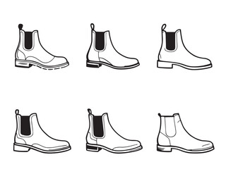 Chelsea boots vector line art illustration
