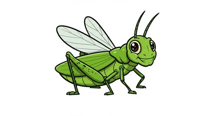 Cheerful green grasshopper cartoon illustration