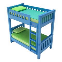 3d bunk bed solated on white background, 3d bunk bed icon, baby bed icon 