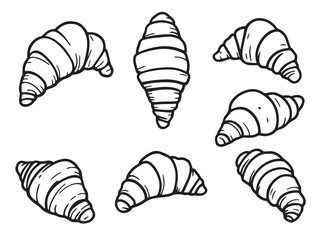 Croissants vector line art illustration