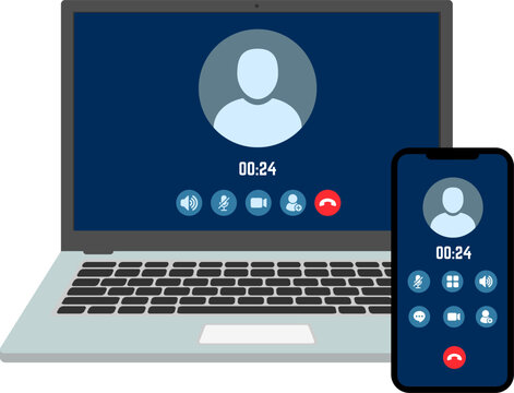 laptop and phone video call interface clip art preview