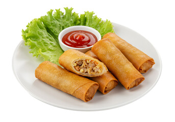 Delicious Crispy Egg Rolls with Sweet and Sour Sauce Recipe transparent background