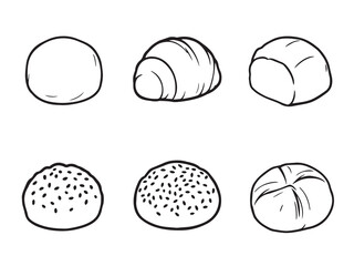 Dinner Rolls vector line art illustration