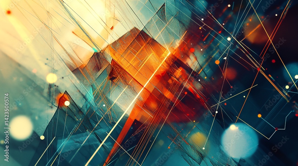 Poster Abstract geometric shapes creating dynamic and modern composition