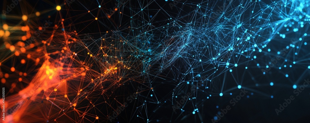 Poster Abstract network forming glowing plexus structure with dots and lines