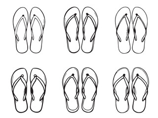 Flip flops vector line art illustration