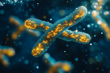3D Illustration of X Chromosome – Biotechnology and Medical Science Concept Background