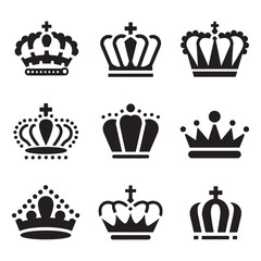 Crown Logo Design, Premium style abstract gold crown logo symbol. Royal king icon. Modern luxury brand element sign.