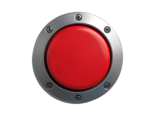 Close-up of Red Panic Button – Metal Texture