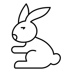 Fototapeta premium Easter rabbit thin line icon, easter holiday concept. Vector graphics. Bunny, animal sign on white background, linear style for mobile or design.