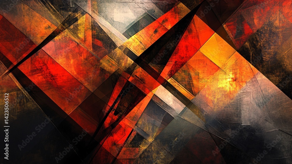 Aufkleber abstract painting background showing geometric shapes and grunge textures