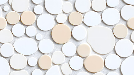 White stone mosaic tiles seamless pattern. Stone architecture backdrop