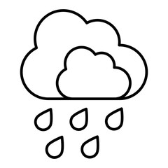 Rainy cloud thin line icon, insurance concept. Vector graphics. Downpour rain, flooding sign on white background, linear style for mobile or design.