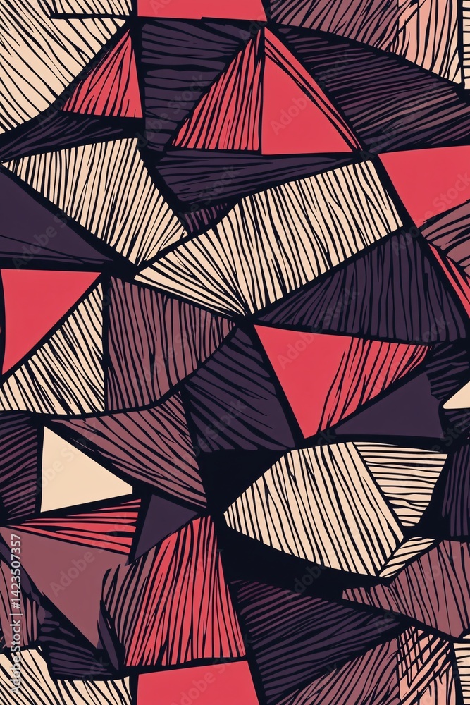 Aufkleber Abstract seamless pattern with hand drawn geometric shapes forming modern texture