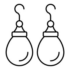 Earrings pair thin line icon, holiday gifts concept. Vector graphics. Crystal teardrop earrings, jewelry sign on white background, linear style for mobile or design.