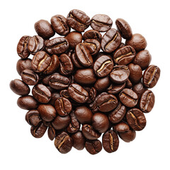 Fototapeta premium High-quality roasted coffee beans with rich aroma and shiny appearance, perfect for brewing fresh coffee at home or in cafes, on transparent background