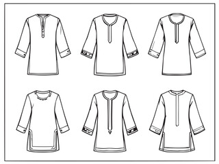 Kurta vector line art illustration