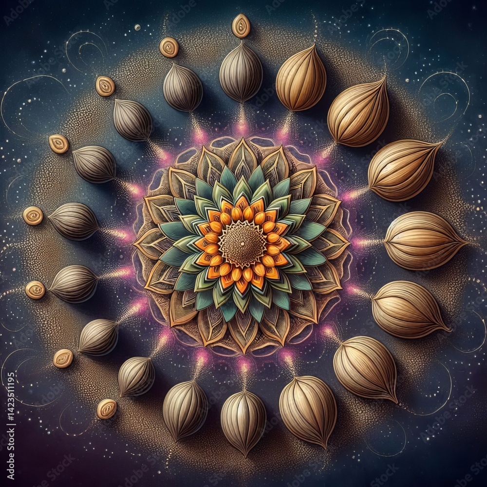 Canvas Prints seed representing stages of creation