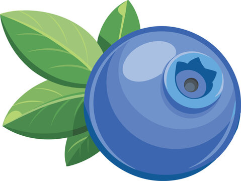 blue blueberry with green leaves clip art preview