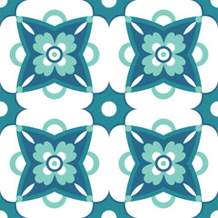 Seamless pattern illustration in traditional style - like Portuguese tiles.