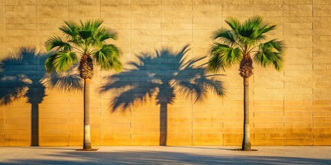 Sun-Kissed Urban Wall with Palm Tree Shadows - Rule of Thirds Composition
