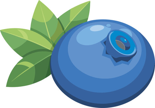 blue blueberry with green leaves clip art preview