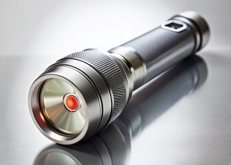 Stylish Fashion Photography:  Flashlight Button Detail Shot - Minimalist White Background