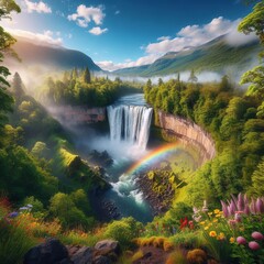 Fototapeta premium Inland Waterfall from any coastline