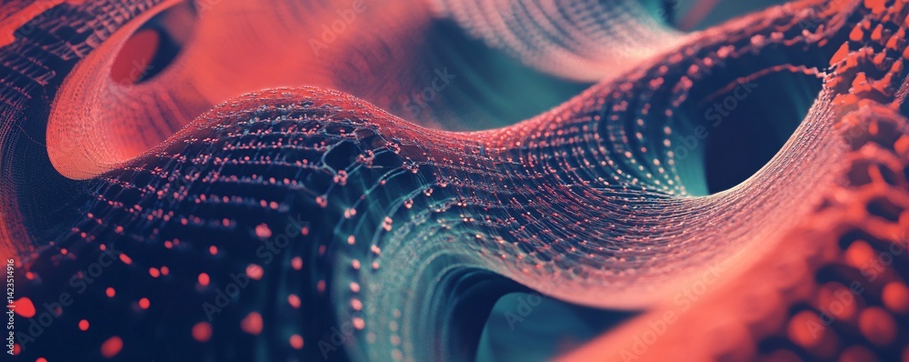 Aufkleber Abstract network of lines and dots forming wavy pattern