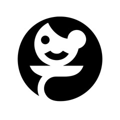 Solid Black Background Image of children logo and icon .