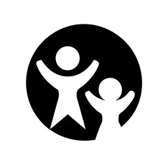 Solid Black Background Image of children logo and icon .