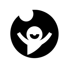 Solid Black Background Image of children logo and icon .
