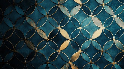 Fototapeta premium Seamless luxury blue gold art deco pattern background
