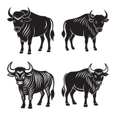Buffalo silhouette icon in vector flat style