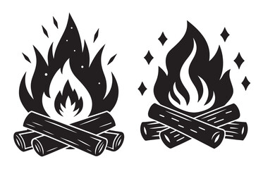 Vector icon of campfire with firewood logs