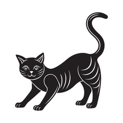Obraz premium Stretching cat silhouette vector in minimal style