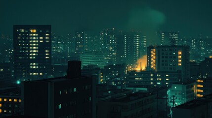 Gas-fired power plant at night with dramatic lighting and visible infrastructure
