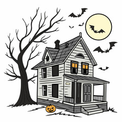 Haunted house Halloween vector 