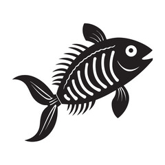 Fish skeleton vector icon in flat style
