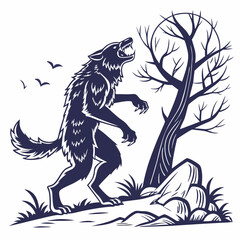 Naklejka premium Werewolf Halloween Vector AI Graphic Design File with White Background | Microstock Digital Download