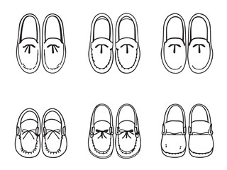 Moccasins vector line art illustration