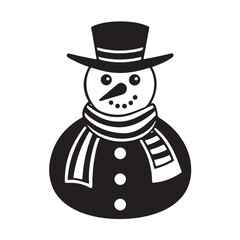 Cute snowman vector icon with hat and scarf