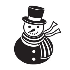 Christmas snowman icon in cartoon vector style